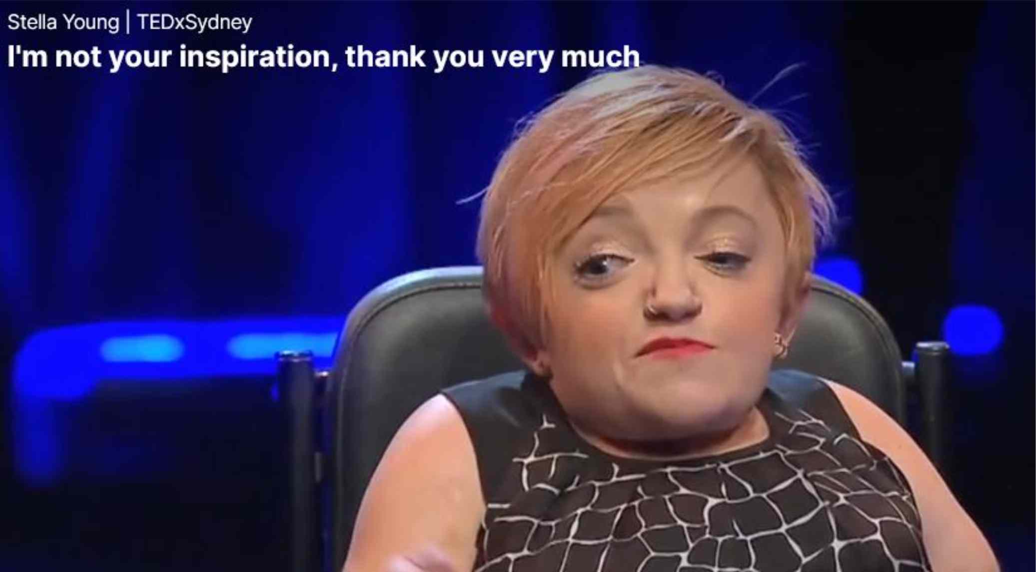 Stella Young, a wheelchair user, presenting her TEDxSydney presentation.