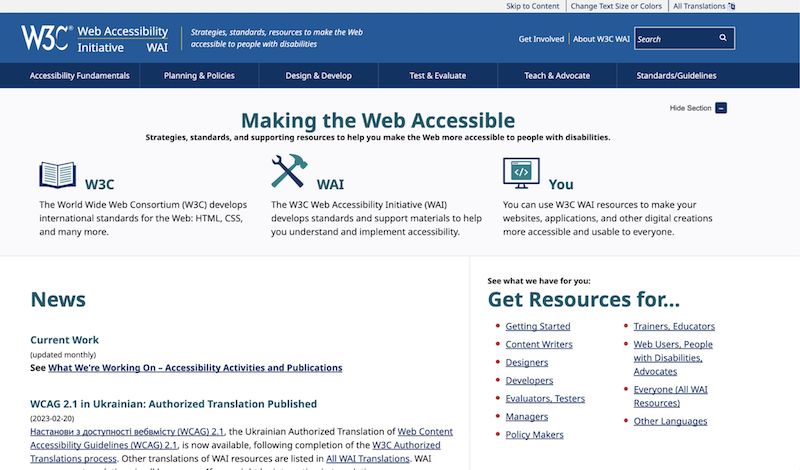 W3C-WAI home page